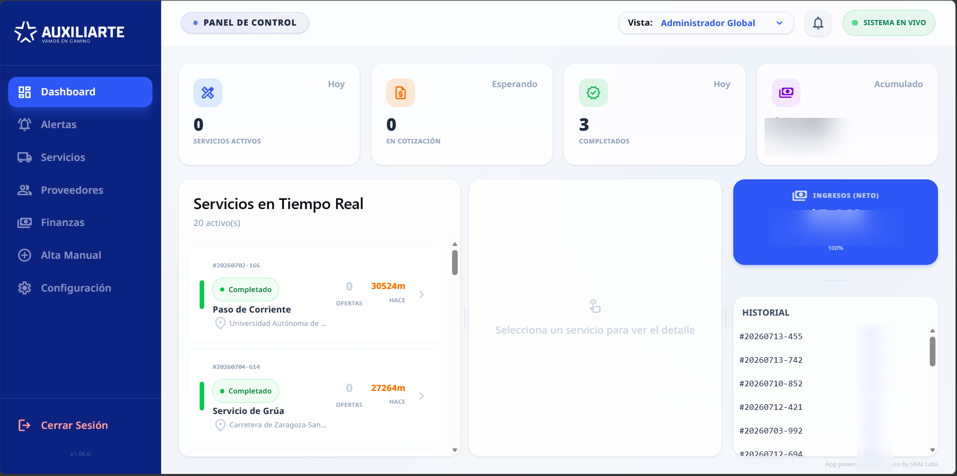 Auxiliarte Admin Dashboard Screenshot